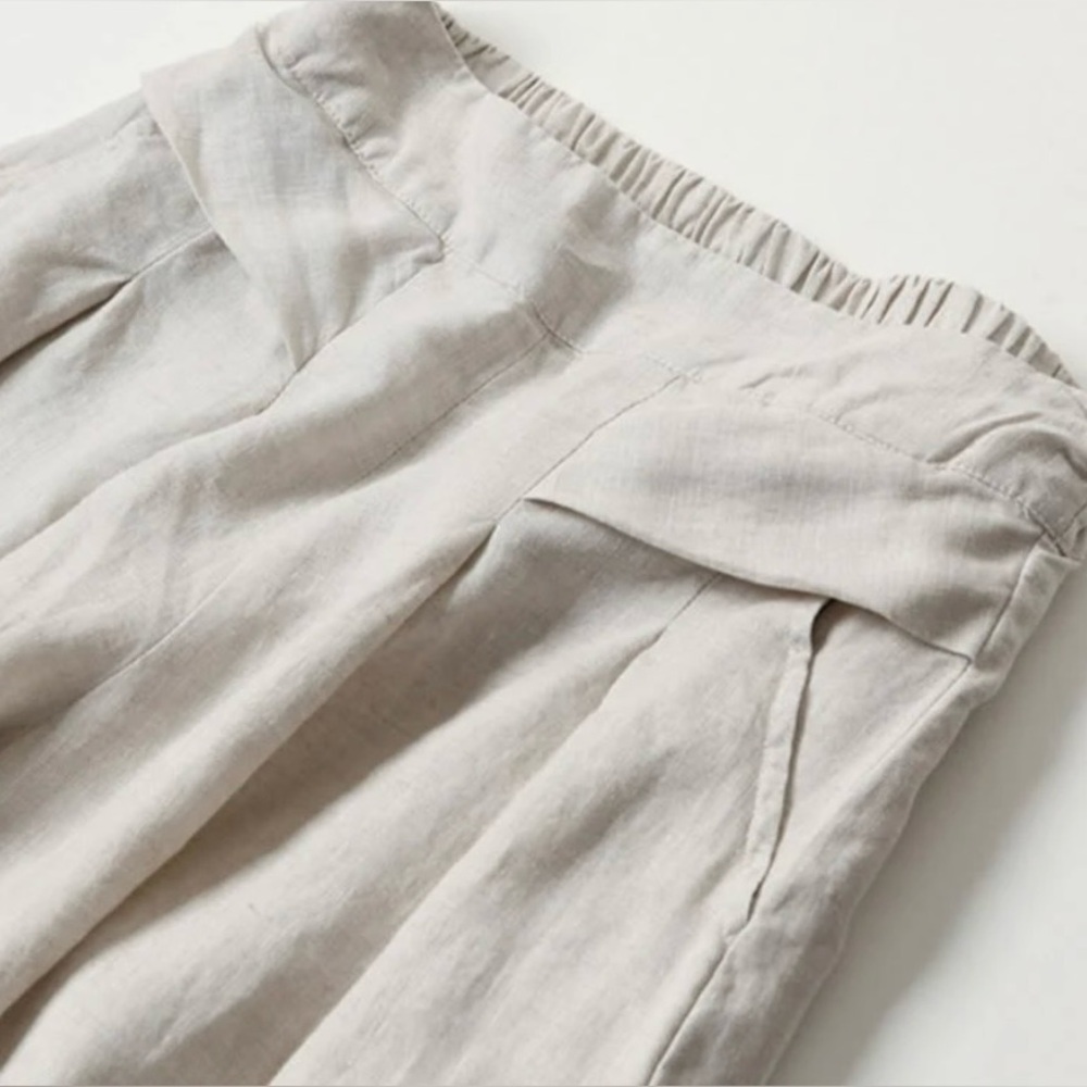 NWOT Cotton Linen blend Elegant Cream Wide Leg Pants